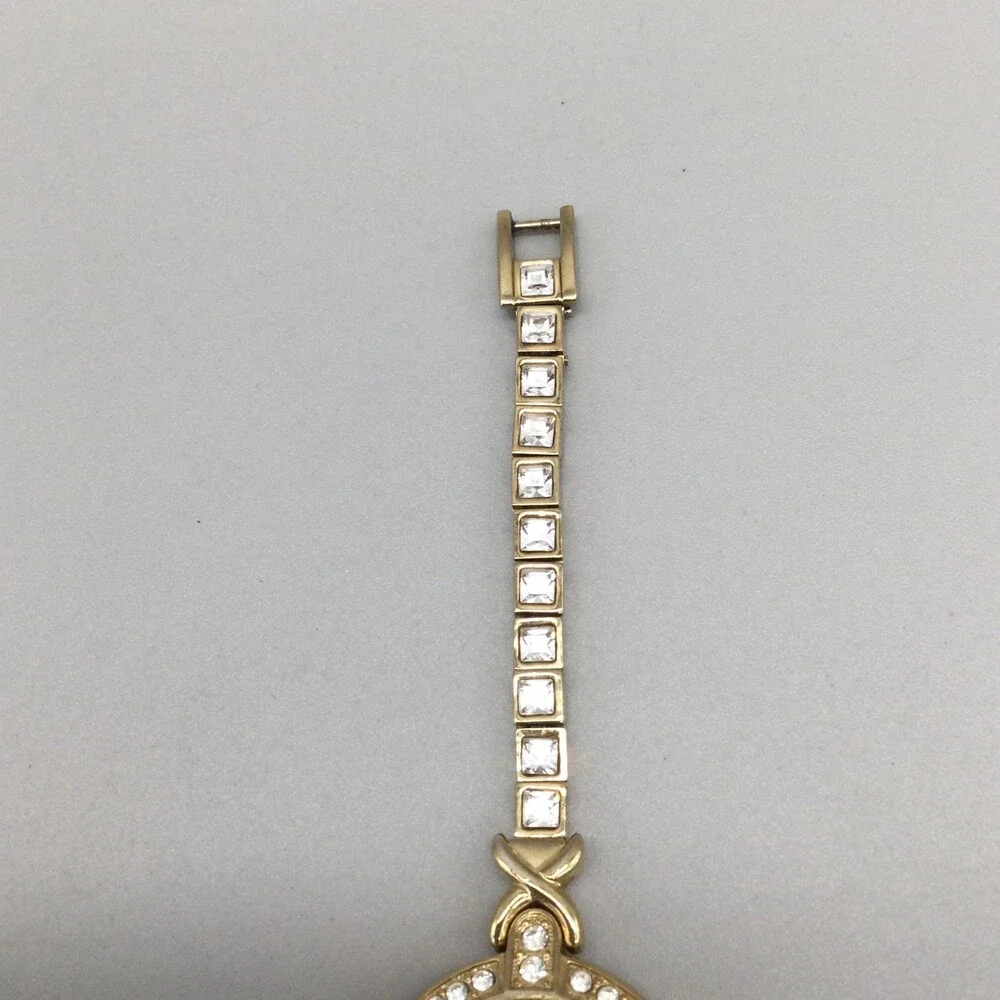 Armitron Womens Watch 28mm White MOP Dial Gold Tone Crystal New Battery 6.5